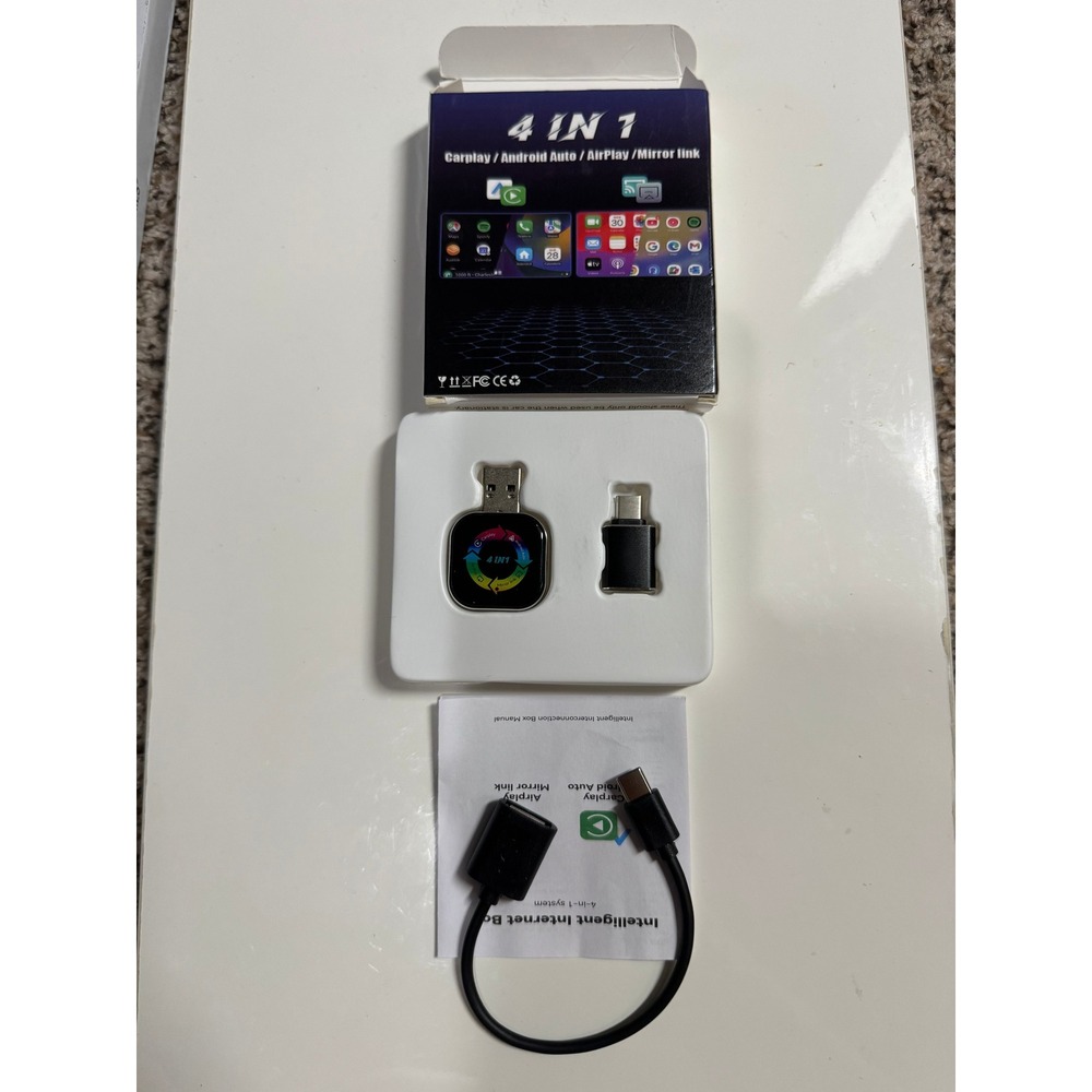 4 in 1 Wireless CarPlay Android Auto Adapter AirPlay Mirror Link USB Dongle